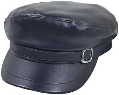 SDdPulse Genuine Sheepskin Leather Rider Style Newsboy Real
